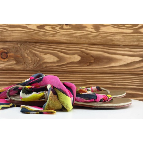 UGG Sz 7 M Multicolor Strappy Fabric Women Sandals 1813 - Picture 4 of 7